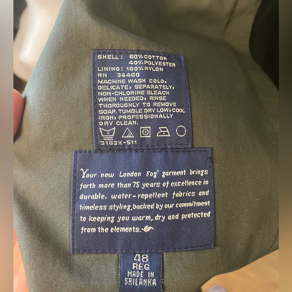 London Fog Olive Green Double-Breasted Trench Coat - Picture 2 of 14
